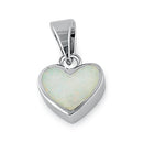 Sterling Silver Small Heart White Lab Opal Pendant