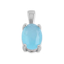Sterling Silver Milky Blue Glass Oval Pendant