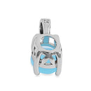 Sterling Silver Milky Blue Glass Oval Pendant