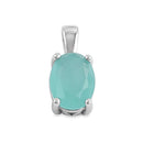 Sterling Silver Milky Light Green Glass Oval Pendant