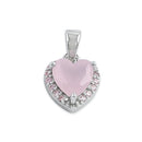Sterling Silver Small Milky Pink CZ Heart Pendant