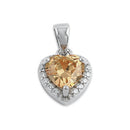 Sterling Silver Small Champagne CZ Heart Pendant