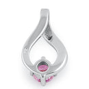 Sterling Silver Twist Blue Lab Opal & Pink Round Cut CZ Pendant