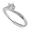 Sterling Silver 5.0mm CZ Dainty Engagement Ring