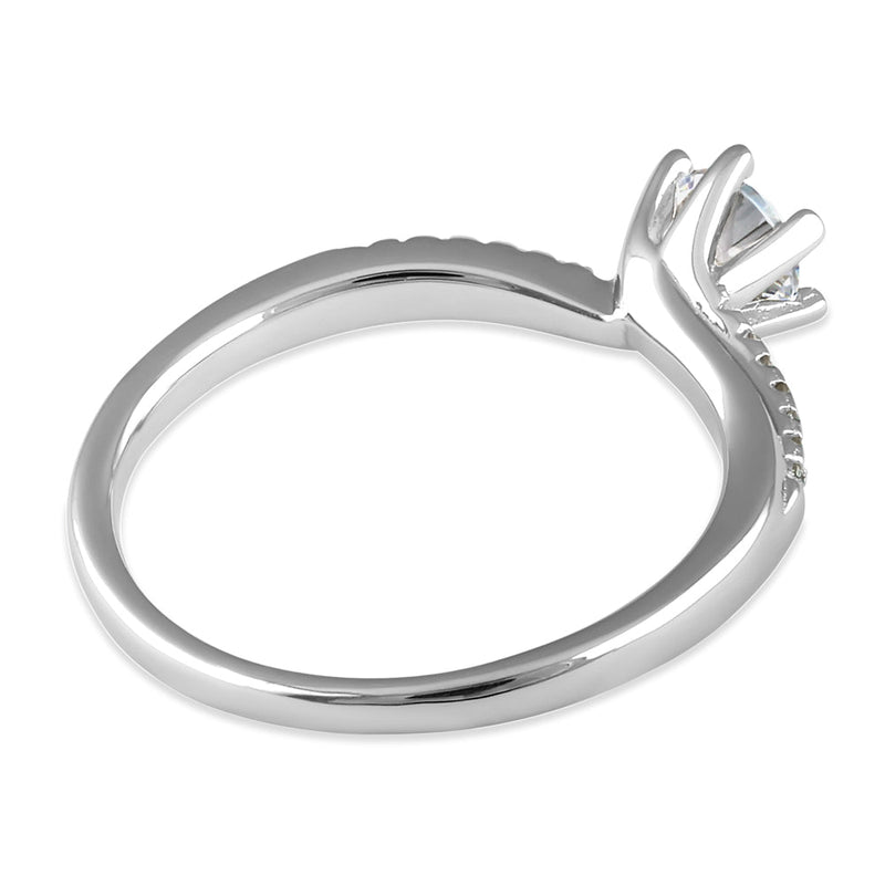 Sterling Silver 5.0mm CZ Dainty Engagement Ring