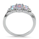 Sterling Silver Triple Oval Iridescent Rainbow CZ Ring