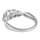 Sterling Silver Triple Oval Iridescent Rainbow CZ Ring
