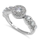 Sterling Silver Round CZ Halo Cluster Engagement Ring