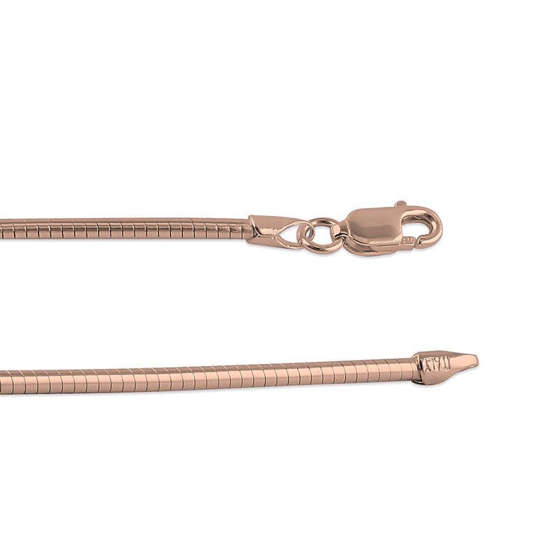Sterling Silver Rose Gold Plated Round Omega Chains 1MM