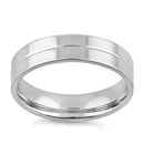 Sterling Silver Center Line Flat Wedding Band
