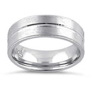 Sterling Silver Brushed Center Line Wedding Band