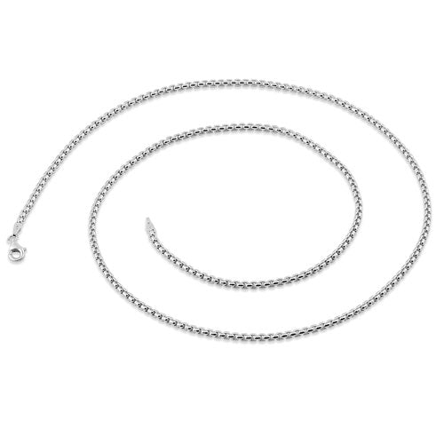 Sterling Silver Round Box Chain Necklace 3.8mm