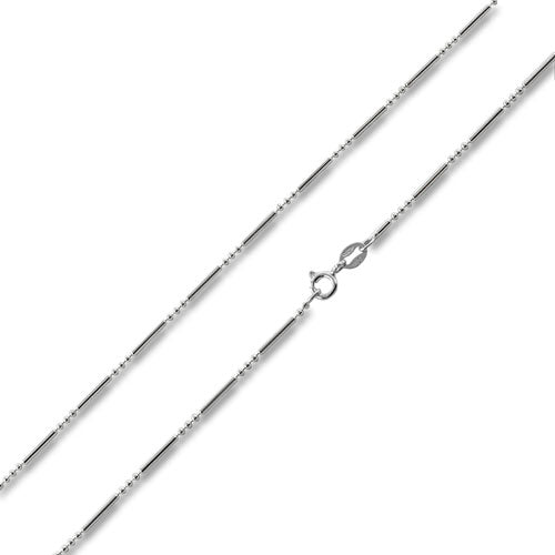 Sterling Silver Bar & 3 Beads Chain 1.2mm