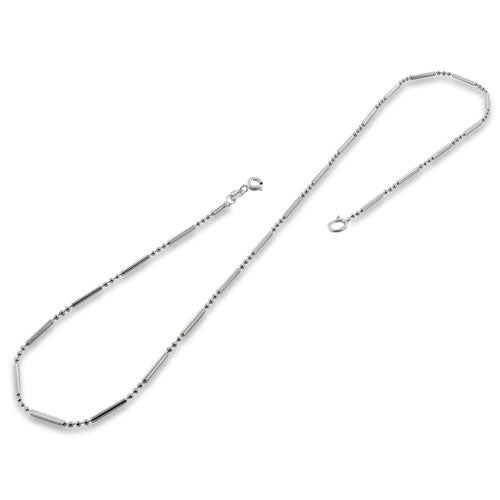 Sterling Silver Bar & 3 Beads Chain 1.2mm