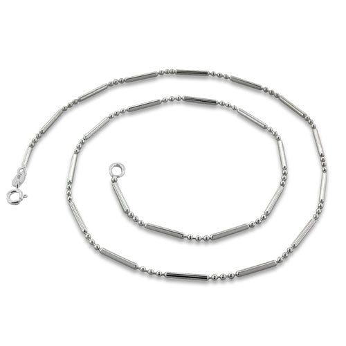 Sterling Silver Bar & 3 Beads Chain 1.2mm