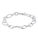 Sterling Silver Rope Oval Linked Bracelet
