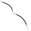 Sterling Silver Black Leather Anchor Bracelet