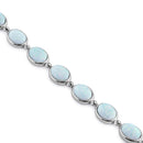 Sterling Silver White Lab Opal 9.0mm x 7.0mm Oval Beads Bracelet