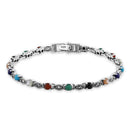 Sterling Silver Eternal Round Rainbow Marquise Marcasite Bracelet