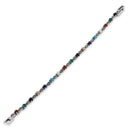 Sterling Silver Eternal Round Rainbow Marquise Marcasite Bracelet