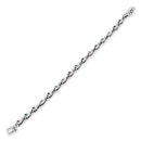 Sterling Silver Eternal Round Rainbow Marquise Marcasite Bracelet
