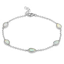 Sterling Silver Adjustable Dainty Chain Bracelet with White Lab Opal