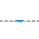 Sterling Silver Lab Opal Hexagon Paperclip Adjustable Bracelet