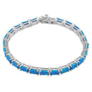 Sterling Silver Blue Lab Opal Tennis Bracelet