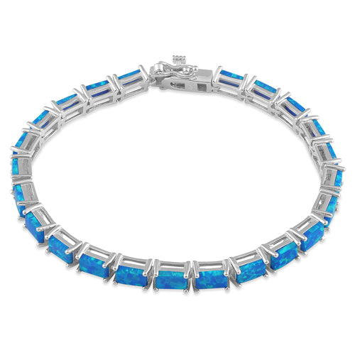 Sterling Silver Blue Lab Opal Tennis Bracelet