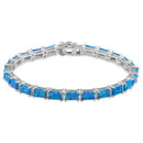 Sterling Silver Blue Lab Opal Tennis Bracelet