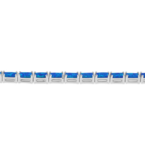 Sterling Silver Blue Lab Opal Tennis Bracelet