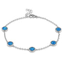 Sterling Silver Adjustable Blue Lab Opal Station Bracelet