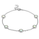 Sterling Silver Adjustable White Lab Opal Station Bracelet