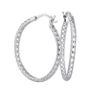 Sterling Silver 27.5mm x 2.5mm Basket Hoop Earrings