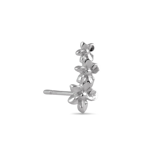 Sterling Silver Small Plumeria Climber Earrings