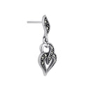 Sterling Silver Double Heart Marcasite Dangle Earrings