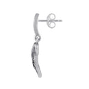 Sterling Silver Double Heart Marcasite Dangle Earrings