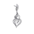 Sterling Silver Double Heart Marcasite Dangle Earrings