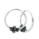 Sterling Silver 4.5mm x 14.0mm Corrugated Bali Bead Hoop Earrings