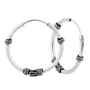 Sterling Silver 1.7mm x 25.5mm Bali Rope and Swirl Hoop Earrings