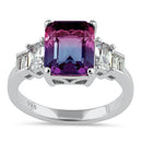 Sterling Silver Bicolor Blue Purple Ombre CZ Ring