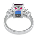 Sterling Silver Bicolor Blue Ruby Ombre CZ Ring