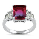 Sterling Silver Bicolor Purple Orange Ombre CZ Ring