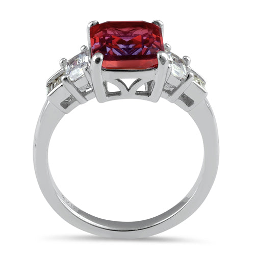 Sterling Silver Bicolor Purple Orange Ombre CZ Ring