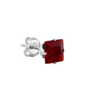 0.8ct Sterling Silver Garnet Square CZ Stud Earrings 4mm