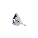 0.8ct Sterling Silver Amethyst Pear CZ Stud Earrings 6mm x 4mm