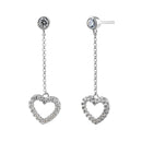 Sterling Silver Dangle CZ Heart Earrings