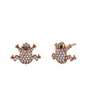 Sterling Silver Rose Gold Plated Frog CZ Earrings