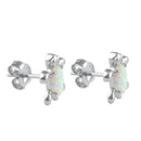 Sterling Silver White Lab Opal Turtle Stud Earrings