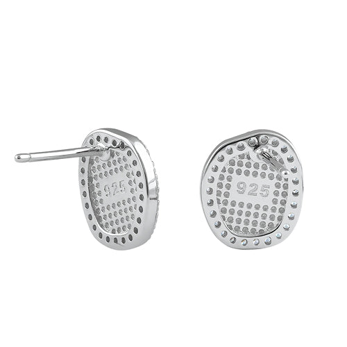 Sterling Silver Unique White Lab Opal with CZ Halo Earrings
